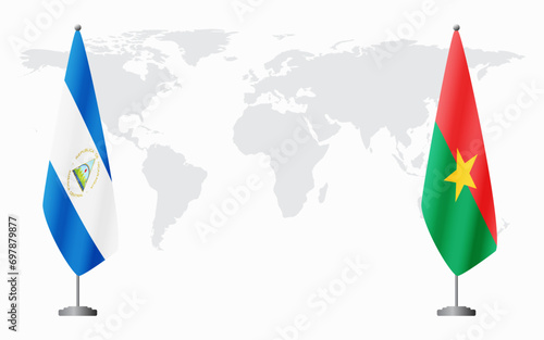 Nicaragua and Burkina Faso flags for official meeting