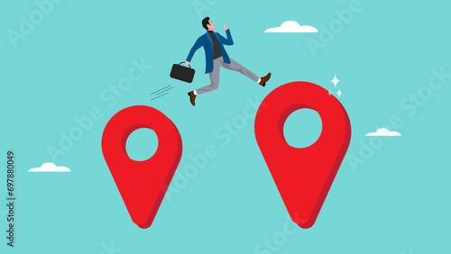 try new opportunities in business to achieve a career or bright future concept flat design vector illustration, dare to try, Change job or leaving company for new career opportunity
