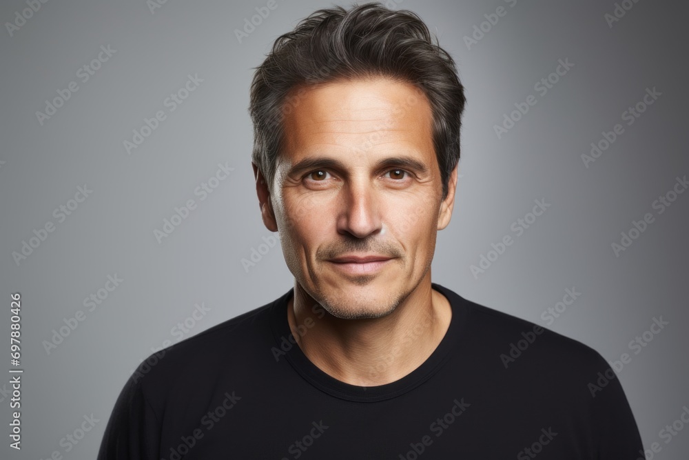 Portrait of a handsome middle-aged man in black t-shirt Portrait of a handsome middle-aged man in black t-shirt