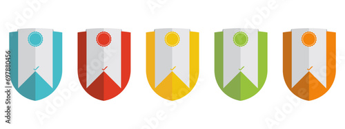 Set of company badge certificates. Vector illustration certified logo design for award.