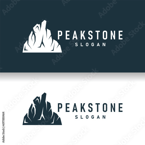 mountain rock peak logo simple design black silhouette natural stone brand template