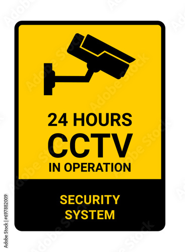 CCTV  in operation, attention sign video surveillance. Camera security icon. Vector isolated illustration