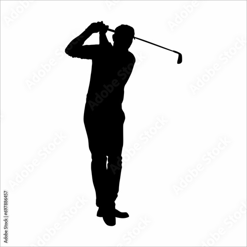 Silhouette of a man playing golf