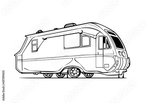 outline illustration of Caravan for coloring page
