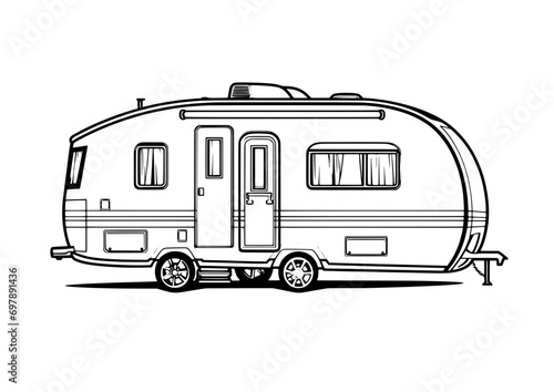 outline illustration of Caravan for coloring page