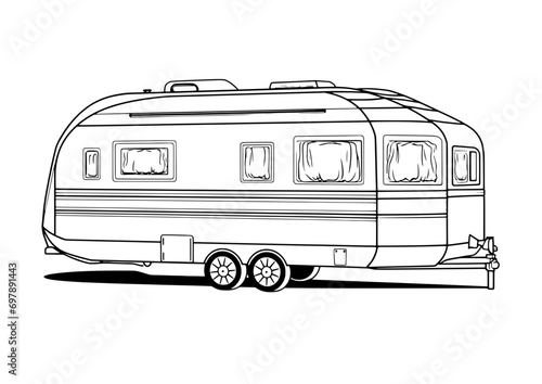 outline illustration of Caravan for coloring page