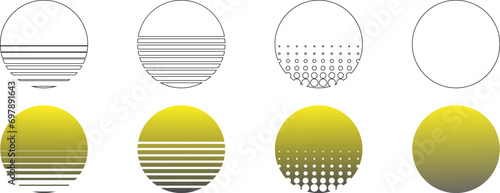 outline Retro sunset icon set