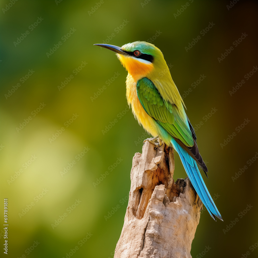 Obraz premium Nature's Beauty: Blue-Tailed Bee-Eater Soaring in the Thai Forest