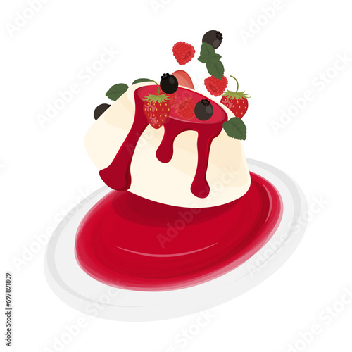 Logo Illustration levitation Italian dessert panna cotta