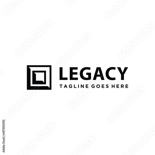 Initial Letter L LL Legacy with Modern Square Geometric Line Art Logo Design
