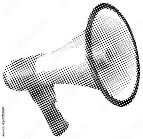 Retro halftone collage elements, halftone effect design, megaphone retro design  © N2