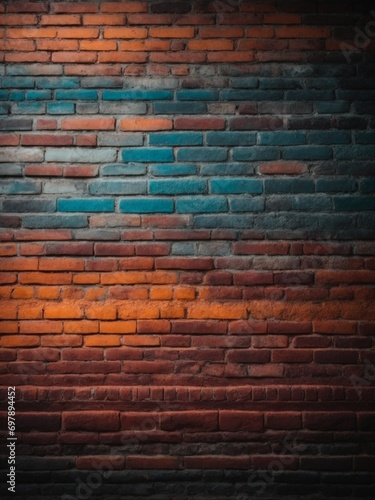 Dark colorful grunge brick wall texture background, wallpaper
