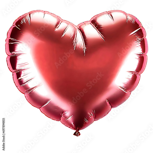 red heart shaped foil balloon on a white background