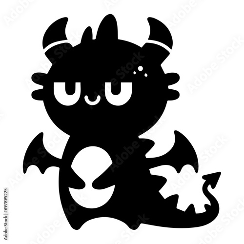 minimal Funny cartoon dinosaur vector silhouette, silhouette, black color, white background