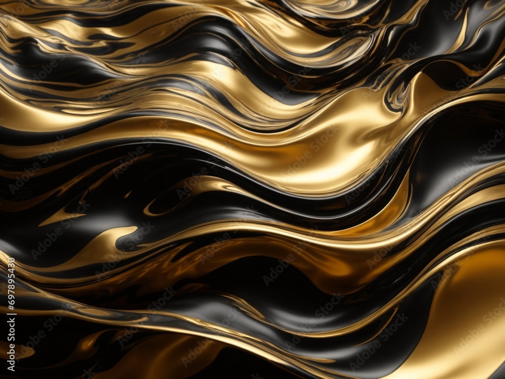Abstract luxury swirling black gold background. Gold waves abstract background texture. Print, paint
