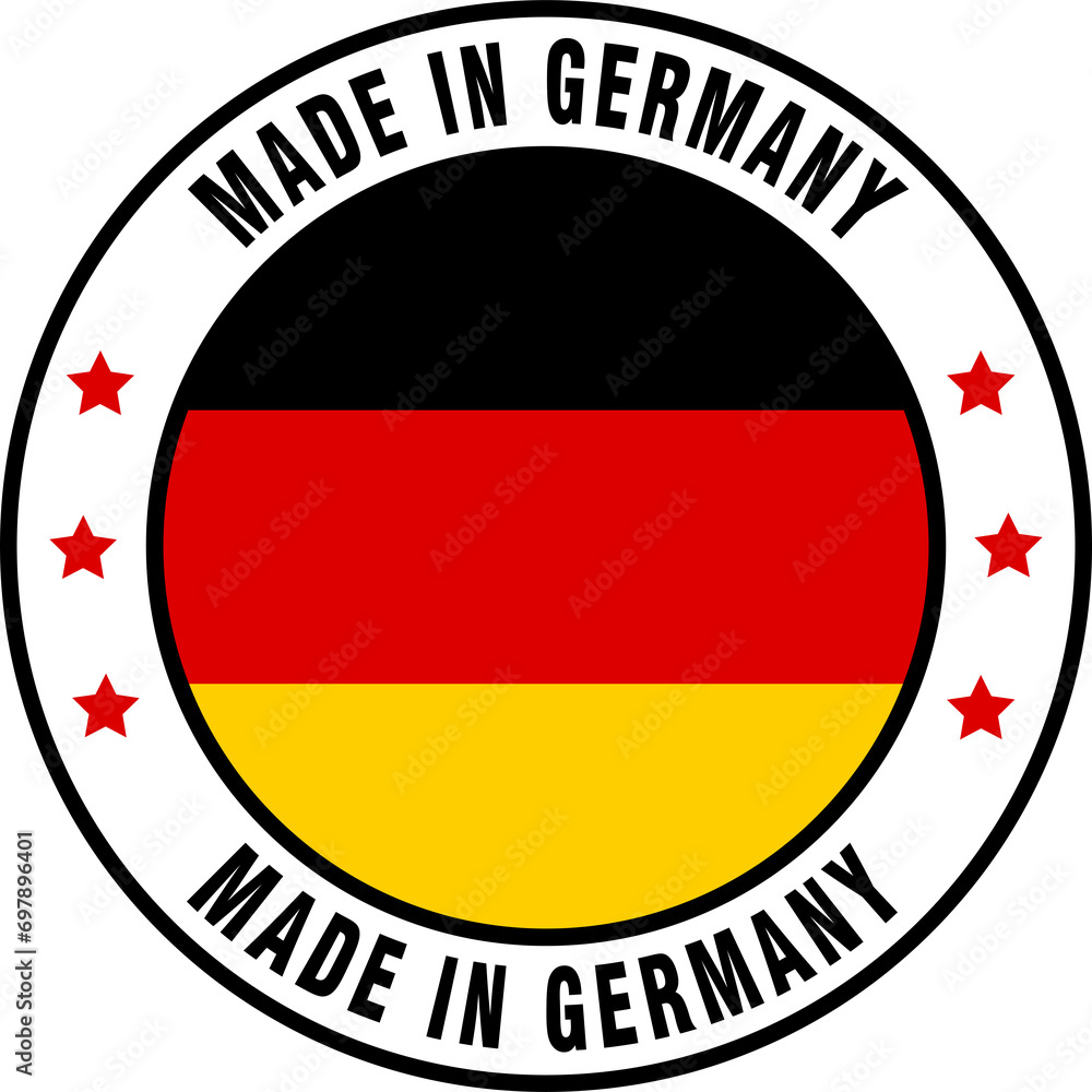 Manufacturing made in Germany country label, flag label badge	