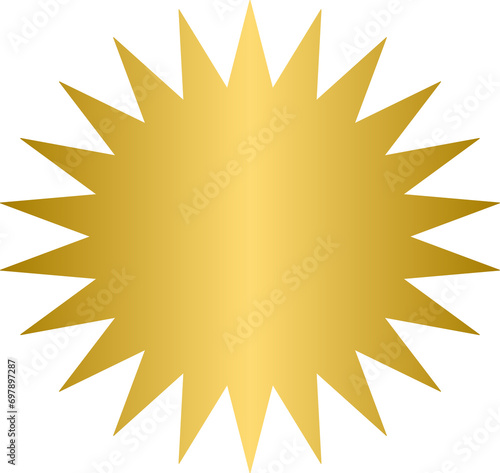 Golden starburst price tag label, gold sale sticker badge	
