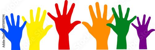 Pride LGBT symbol. Pride month, love sign and rainbow flag. LGBTQ plus community festival icon, LGBT hands