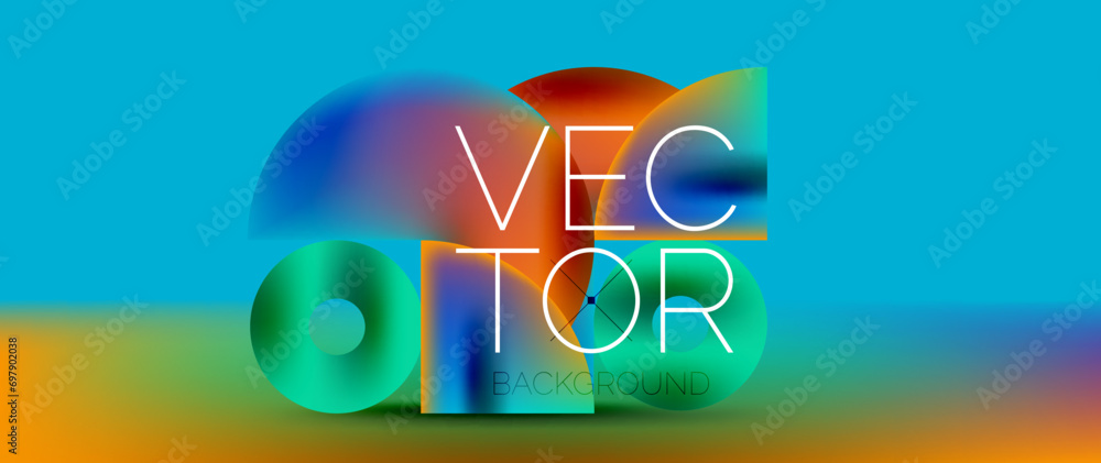 Fototapeta premium Crafted podium for captivating display of abstract geometry squares, circles, triangles, and flowing gradients harmonize in visually striking presentation for wallpaper, banner, background
