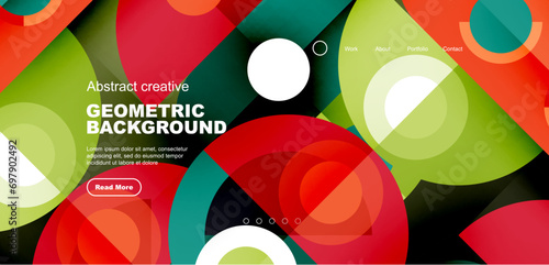 Simple circles and round elements pattern. Minimalist design geometric landing page. Creative concept for business, technology, science or print design
