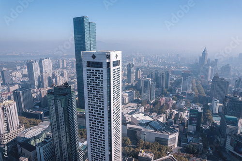 Aerial view of modern city skyline in Nanjing  China