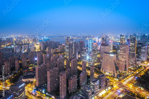 Aerial view of modern city skyline of Hangzhou, China © 昊 周