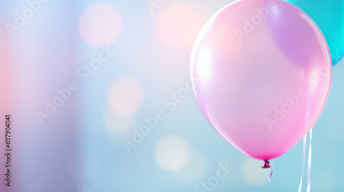 Balloon with copyspace on pastel background. Generative AI.