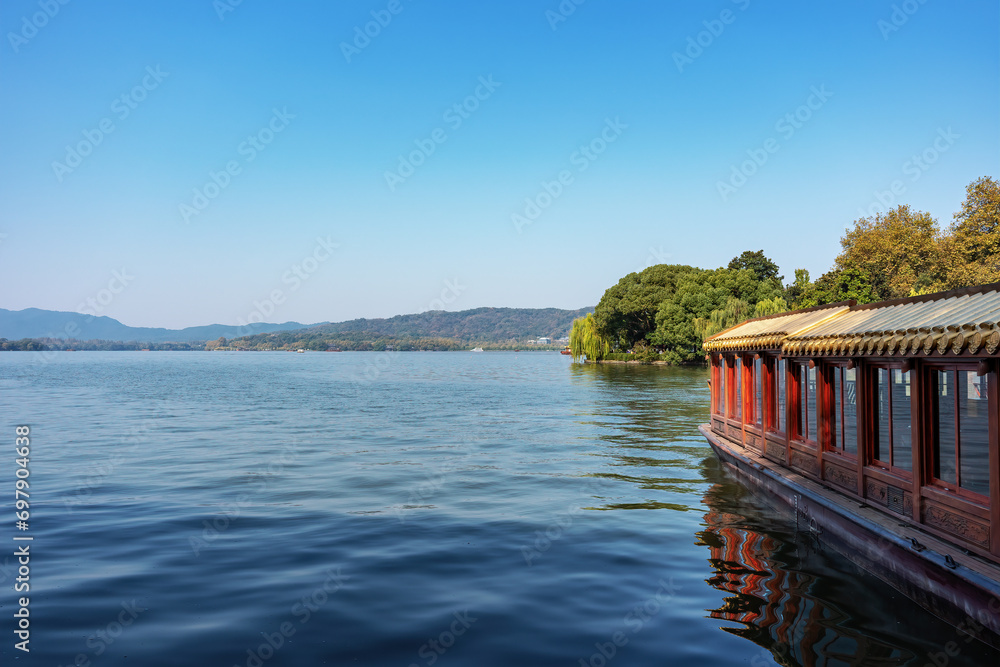 Beautiful landscape and ancient architecture of West Lake in Hangzhou, China Beautiful landscape and ancient architecture of West Lake in Hangzhou, China