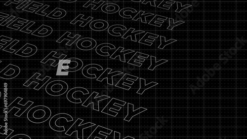 Field Hockey black and white promo title page dynamic animation loop. Rows intro stream up attractive show screen seamless background card. Creative promotion program broadcast sport design. photo