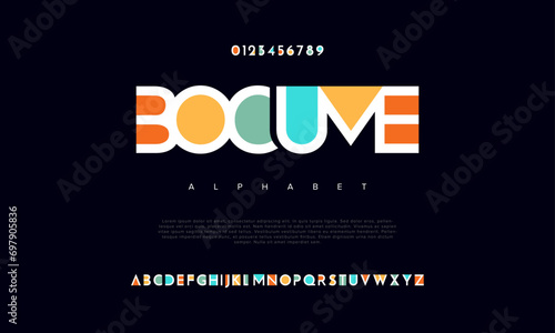 Bocume creative modern urban alphabet font. Digital abstract moslem, futuristic, fashion, sport, minimal technology typography. Simple numeric vector illustration