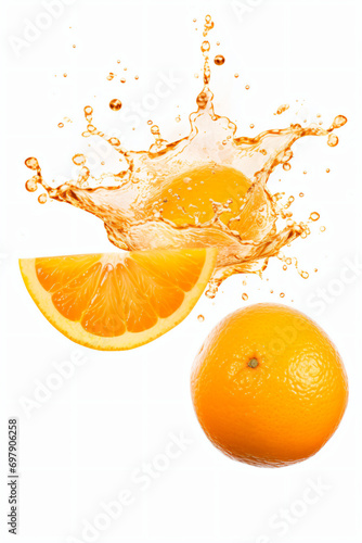 orange falling from above with water splash