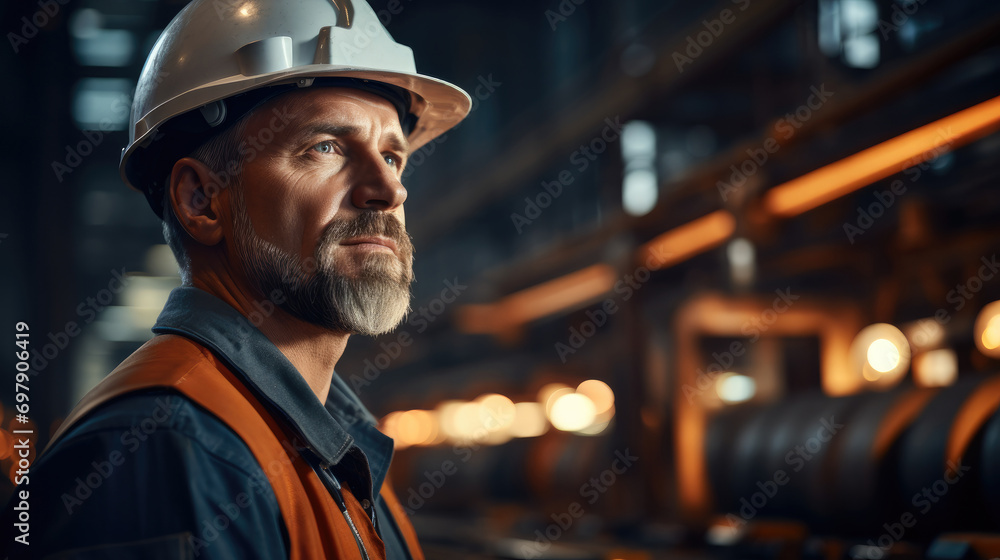 Men engineer working and maintenance at industry factory. Generative AI.