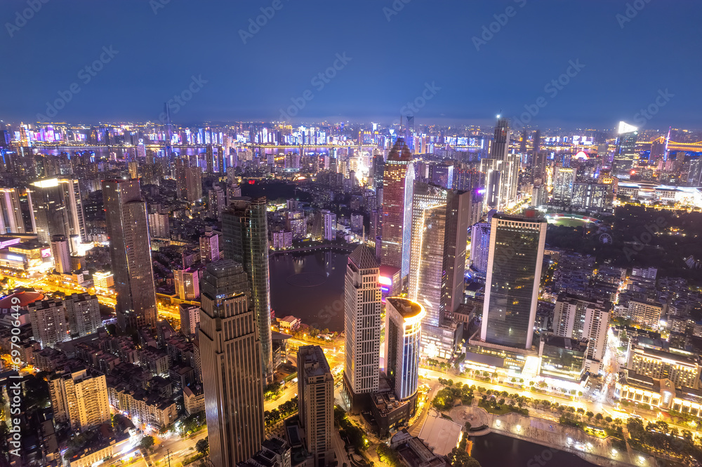 Obraz premium Aerial photography of the skyline of urban architecture in Wuhan..