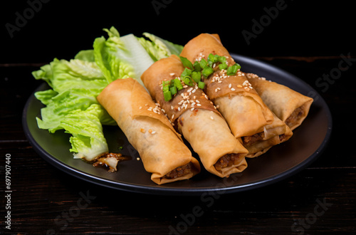 Lumpia Chicken with salad