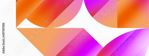 Serene gradient template. Circles and triangles mingle in minimalist perfection. Gentle fusion of forms and hues creates balanced yet captivating backdrop, embodying modern sophistication