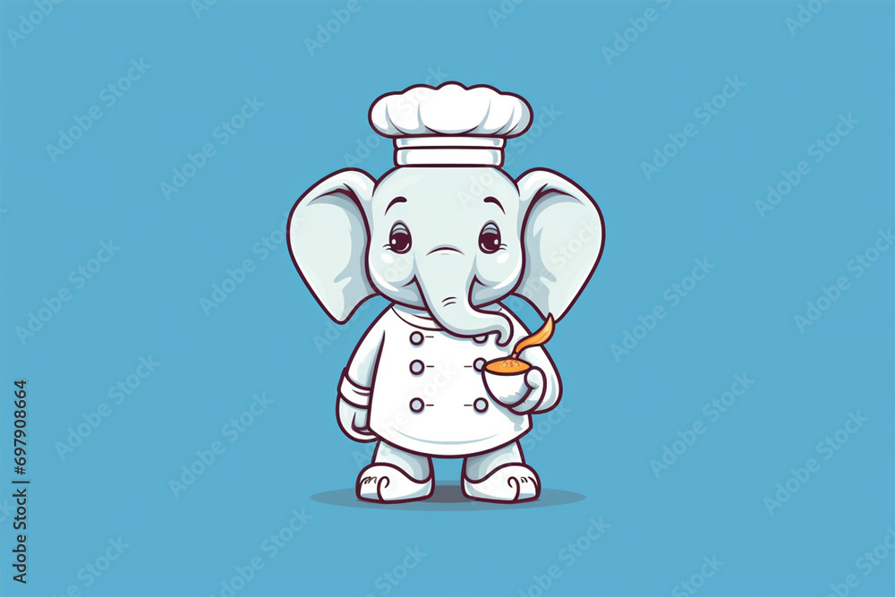 elephant chef cartoon vector design