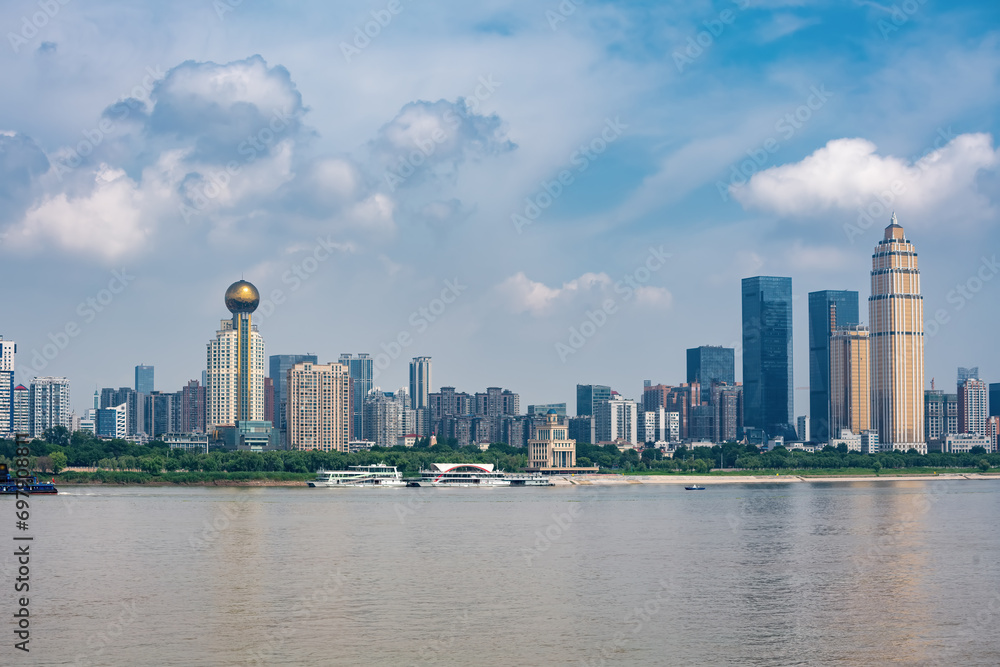 Naklejka premium Outdoor Wuhan Urban Architecture Skyline..