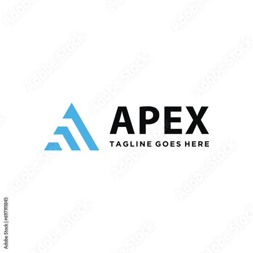 Top Mountain Apex with Modern Geometric Lines for Outdoor Adventure Logo Design