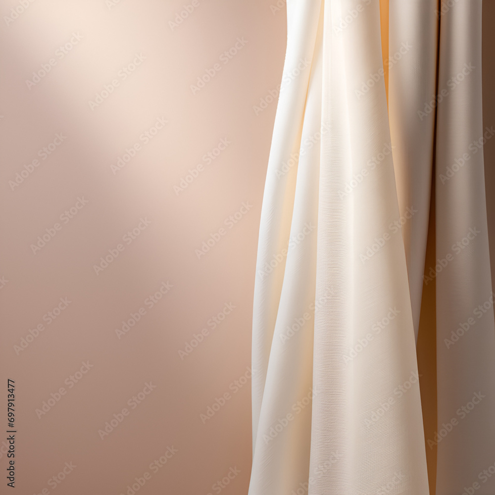 background of silk drapery in light beige gradient color	
