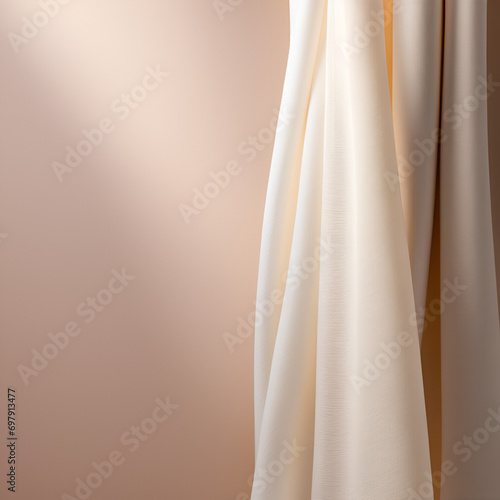background of silk drapery in light beige gradient color 