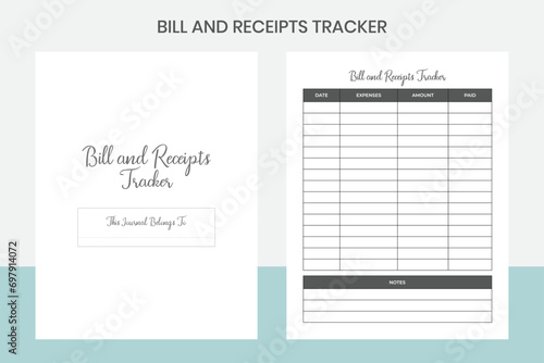 Bill and Receipts Tracker Kdp Interior photo