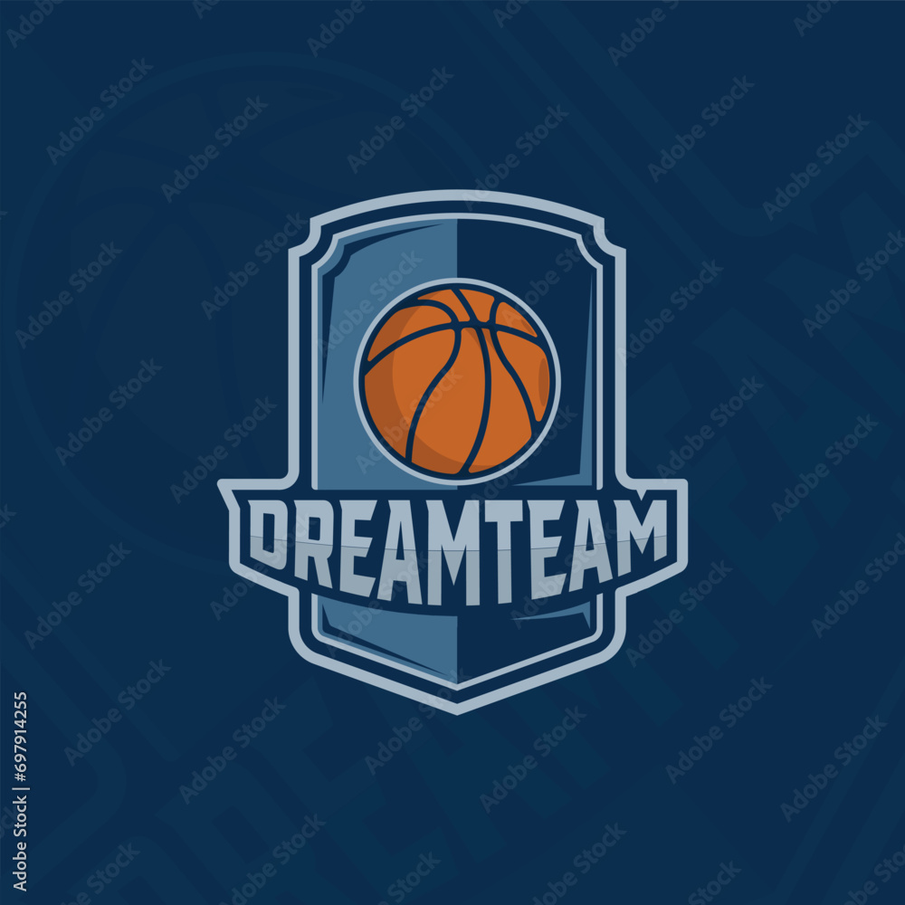 basketball logo emblem vector illustration template icon graphic design. sport sign or symbol for team or club with modern style concept with typography