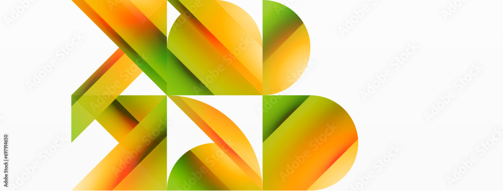Gradient color triangles and circles on white. Dynamic blend creating captivating visual impact. Geometric background for digital designs, presentations, website banners, social media posts Gradient color triangles and circles on white. Dynamic blend creating captivating visual impact. Geometric background for digital designs, presentations, website banners, social media posts