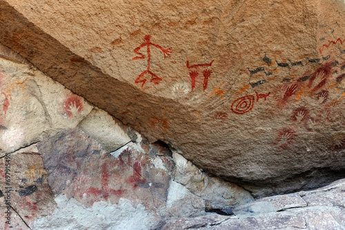 The Cueva de las Manos, Río Pinturas, contains an exceptional assemblage of cave art, executed between 13,000 and 9,500 years ago. It takes its name (Cave of the Hands),