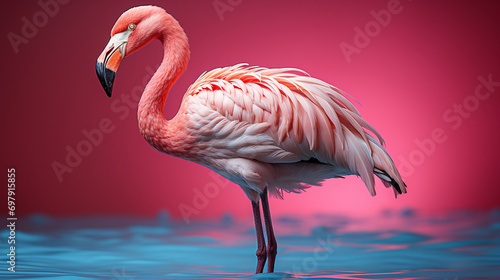 pink flamingo in water