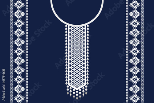 White neckline illustration on navy background