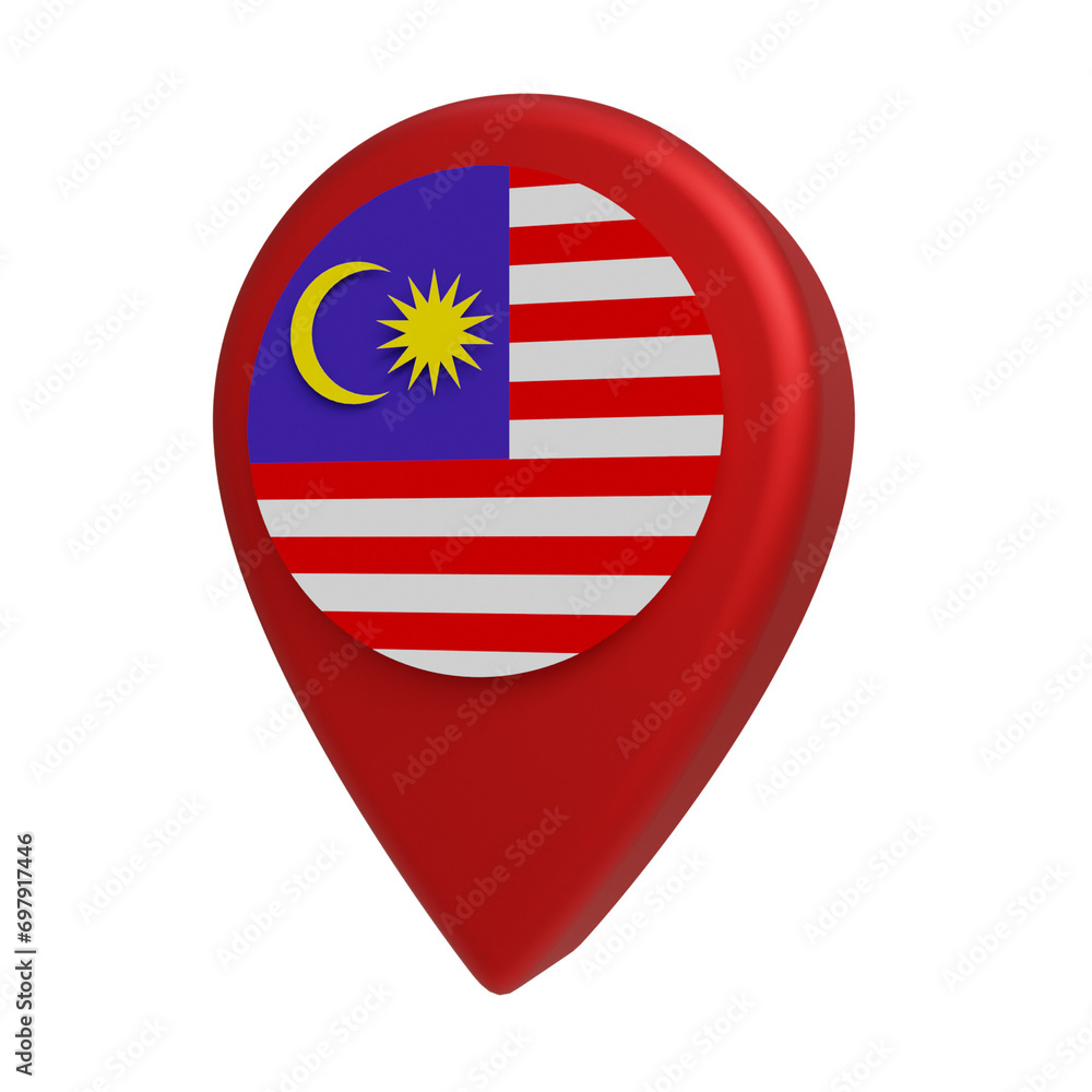 Malaysia country location pin 3D Malaysia country location pin 3D