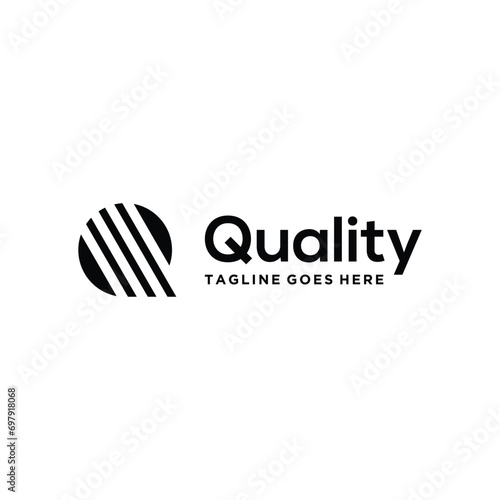 Circular Initial Letter Q with Modern Geometric Stripes Logo Design