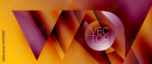 Captivating abstract backdrop composed of interlocking triangles and circles, forming an intriguing dance of shapes and patterns that exude both elegance and modernity