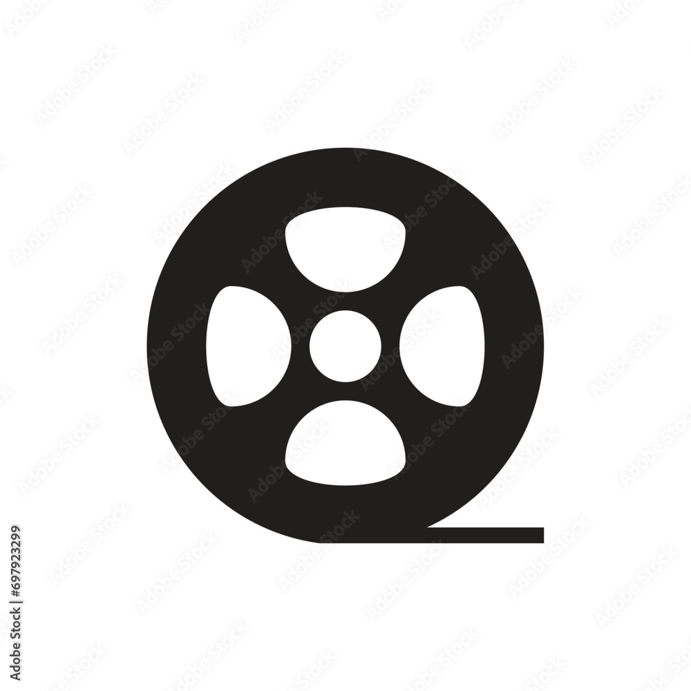 Flat film reel icon symbol vector Illustration